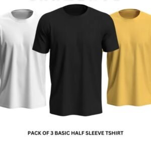 91a7a2254b393b47ecc0d2cda4d04a83 Pack of 3 Premium Half Sleeves Round Neck Plain Color T-Shirts for Men & Boys – Soft Comfortable Fabric