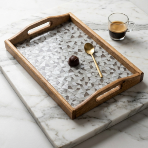 91ce231edf69ff9dba5df2589577ff1d Premium Wood & Acrylic Serving Tray – Elegant Decorative Tray for Serving, Coffee Table & Home Décor (Multiple Sizes)