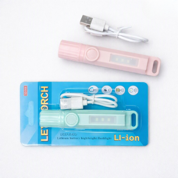 91f5517701975e26353d3cea5865f5b1 Rechargeable LED Torch Light with USB Charging Cable (Random Color)