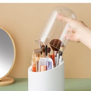 360° Rotating Makeup Brush Storage Box | Desktop Cosmetic Organizer for Brushes, Lipsticks, Eyebrow Pencils & Beauty Tools