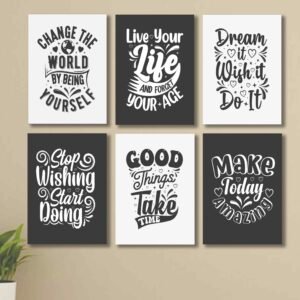 929d8add1270ad1142ce515ef839c47b set of 6 Motivational sticky canvas frames for wall decore / sticky phototiles