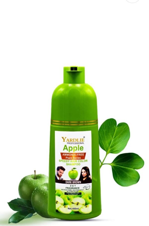 955a27c87683dc141f39c3e434d692e2 Yardlie Apple Hair Color Shampoo – 2-in-1 Natural Black & Brown Color + Cleanse Formula 400ml – Easy Use for Shiny, Healthy Hair