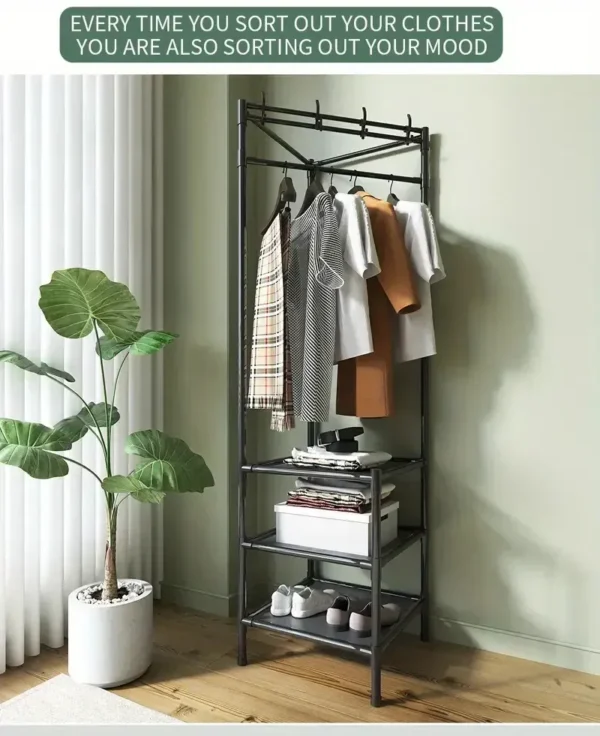 Multifunctional Corner Coat Rack | Nail-Free Installation | Space-Saving Coat & Storage Organizer | Waterproof & Durable | 3 Layers | Random Colour