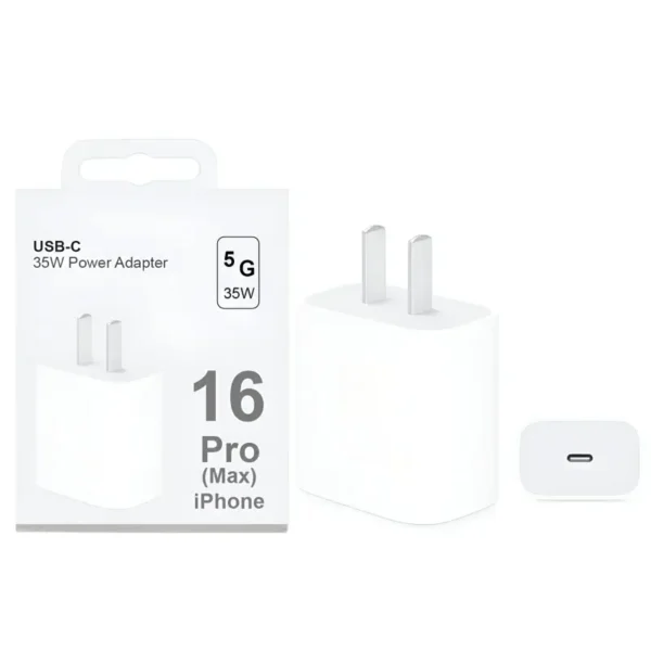 35W USB-C to USB-C PD 3-Pin Power Adapter for iPhone, Fast Charging Wall Charger for Compatible Devices