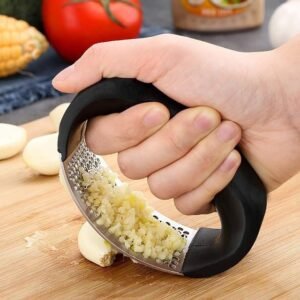 9b4d8e277f8a96e8660adba4775c80f7 Manual Garlic Press Rocker with Handle – Stainless Steel Garlic Crusher, Squeezer, Slicer & Mincer | Easy Handheld Chopper Kitchen Gadget Tool