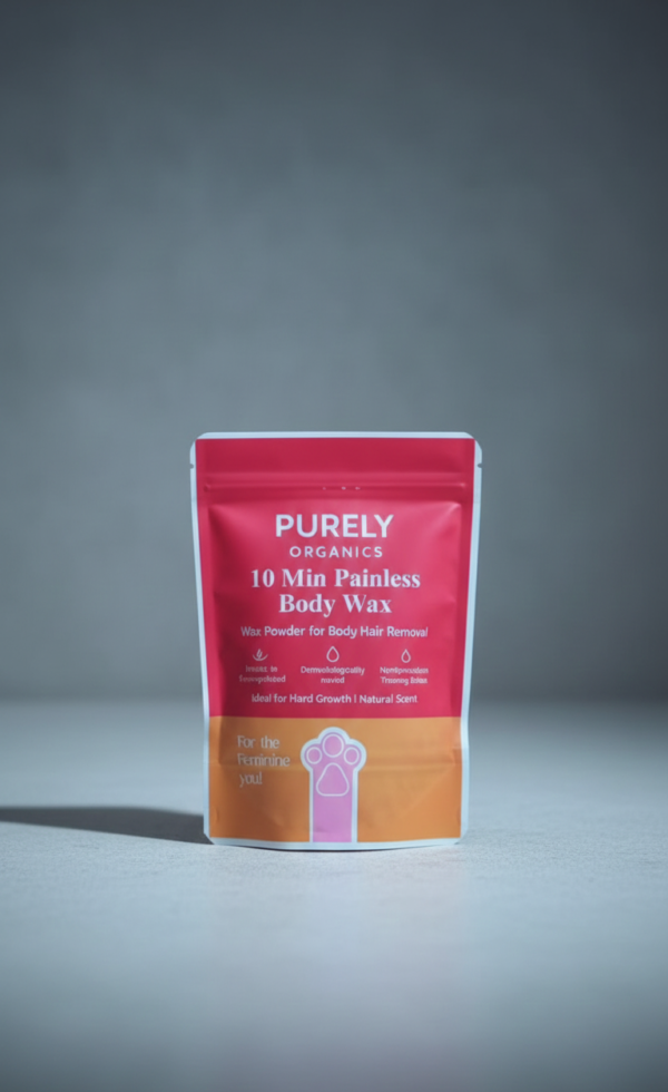 Purely Organics 10 Min Painless Body Wax Powder – Natural Hair Removal for Sensitive Skin (157g)