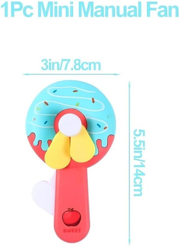9d151d69d955f46a2a529e0796734769 Donut Kid Fan – Cute Handheld Mini Fan for Kids | Portable Cartoon Fan for School, Travel & Outdoor Use (Random Color)