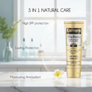 Collagen Ultra Protect Sunblock: High SPF 60+ PA+++, 3-in-1 Natural Care for Lasting, Moisturizing, and Waterproof Protection