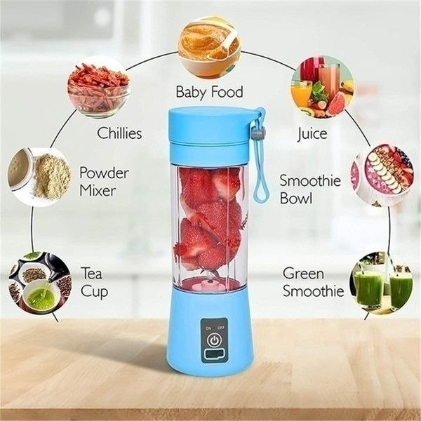 9e36e31f47c0b30631dfd5b6ec9de5dc 6 Blade Mini Portable Usb Juicer Blender Rechargeable - Kitchen Appliance Designed For Juice Blending And Daily Beverage Routine (Random Color)