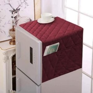 9eb9a7b9e92850655e094356f3087d35 Quilted Plain Refrigerator Cover – Dustproof Fridge Top Protector (random color)