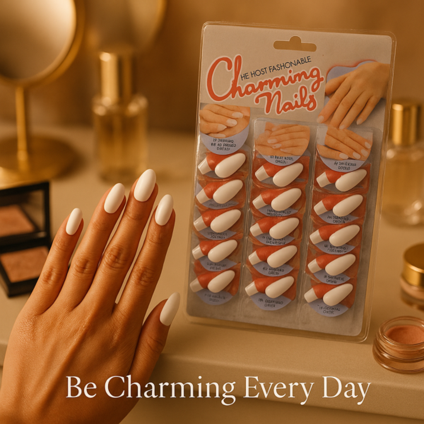 Pack of 24 Charming Artificial Nails with Glue – 240 Nails & 24 Glues Total, Beautiful Nail Extensions for Girls & Women (Random color)