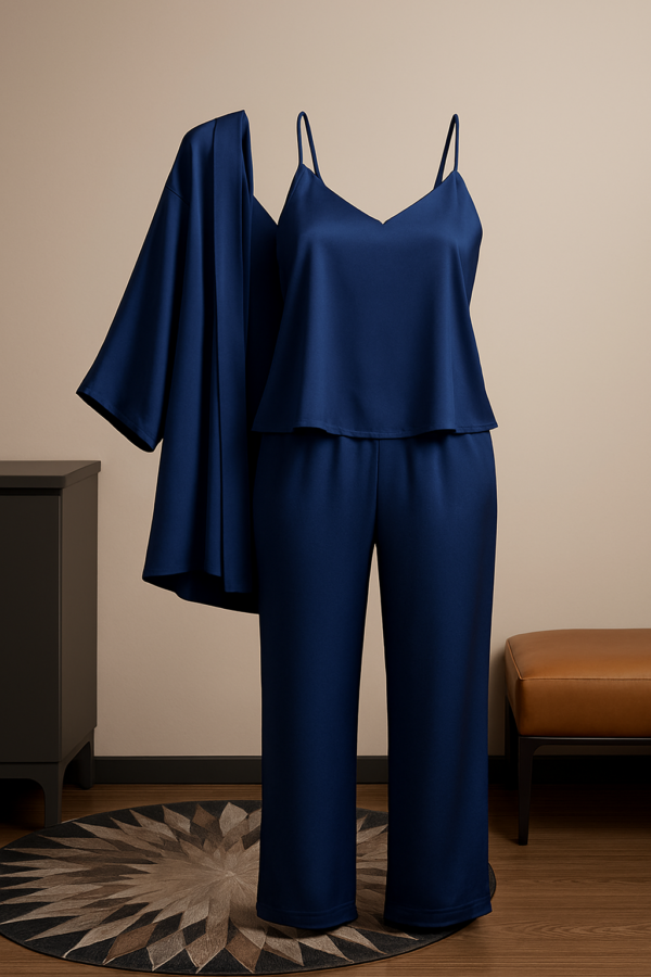 Copilot_20250829_170723-1 3-Piece Premium Satin Sleepwear Set for Women – Camisole, Pants & Robe | Nightwear & Loungewear | Free Size (DC-3002)