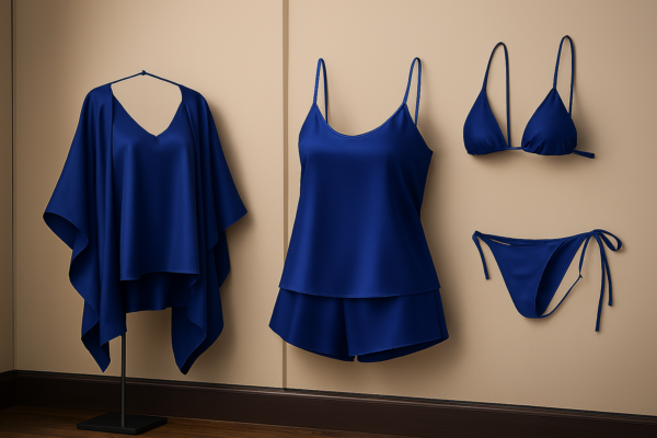 5 Pc Luxury Satin Sleepwear for Women | Robe, Slip Dress & Halter Bikini Set | Free Size | SKU (DC-5001)