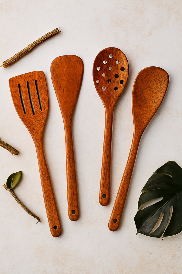 Copilot_20250903_165109 Pack Of 4 - Wooden Spoon Set - Light Brown Kitchen Tools & Gadgets | Kitchen Essentials for Daily Meal Preparation, Suitable for All Types of Cooks from Beginners to Experts.