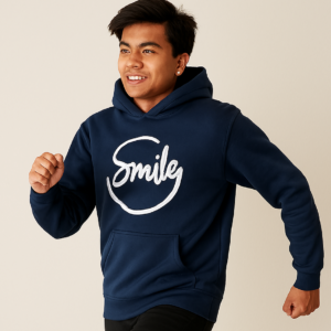 Copilot_20250909_143155 Navy Blue Smile Hoodie for Men | Premium Quality, Stylish & Machine Washable