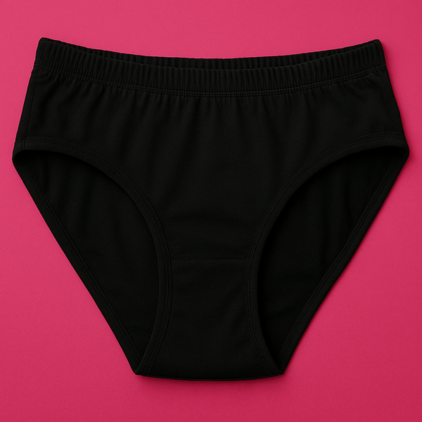 Copilot_20250909_172000 Jersey Plain Panty for Women – Lightweight, Comfortable & Soft Everyday Wear Underwear, Available in Sizes S, M, L (Black)
