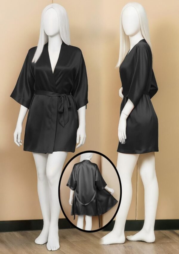 Satin Gown/Robe - Short Length With Waist Tie - Apparel Product Designed For Sleep And Daily Lounging Routine (DC-1001)