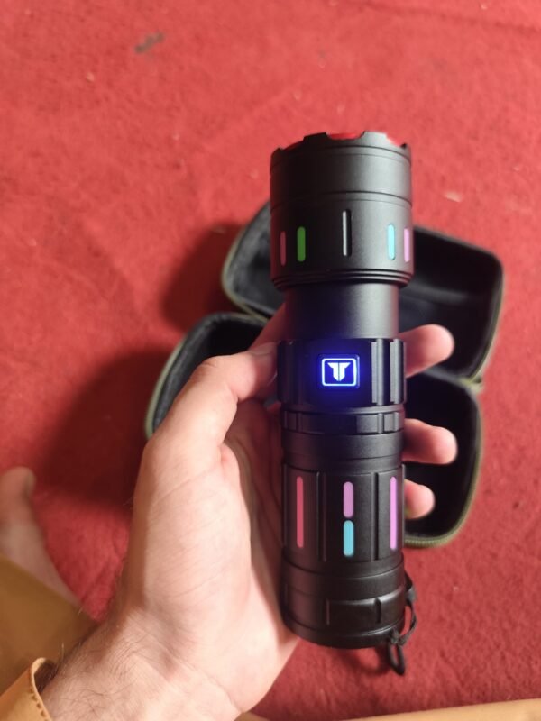 Tactical LED Flashlight Kit with Portable Green Hard Case – High-Powered, Rechargeable, Multi-Mode Light