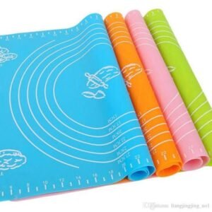 Silicone Pastry Mat – 14 Inch Round Non-Stick Baking Mat with Measurements – Food-Grade, Heat-Resistant, Reusable Rolling Surface for Dough, Pizza, Pie, and Fondant (Random Color)