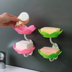 Lotus Flower Wall-Mounted Soap Holder – Self-Draining Bathroom & Kitchen Organizer
