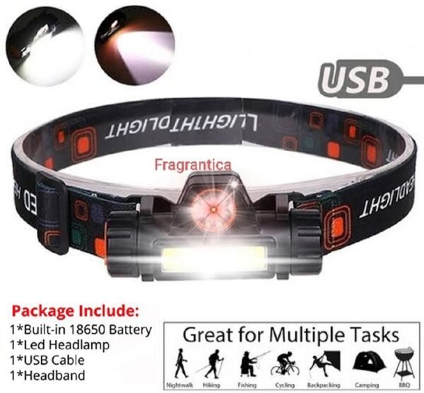 Rechargeable High Power LED Headlamp – Waterproof Headlight with Adjustable Brightness, Magnetic Side & Ergonomic Strap for Camping, Hiking, Fishing & Outdoor Use