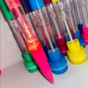 4-in-1 Pen with Stamp, Bubbles, Light, and Writing Function – Fun Creative Multi-Use Pen for Kids, Arts, Crafts, and School Supplies – Premium Quality, Imported, Available in 6 Colors with Bubble Container and Red Light (Random Color)