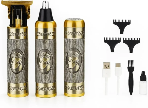 Professional 3-in-1 Men’s Grooming Kit - Gold Metal Body