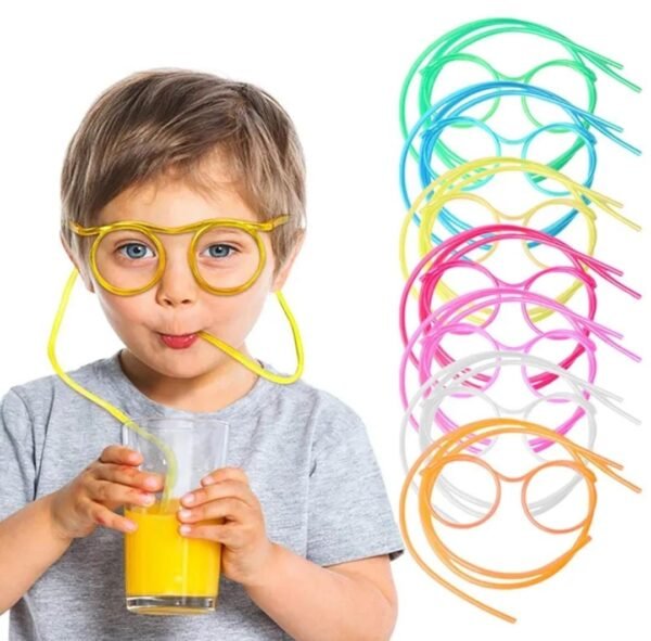 a188554512b81e0d2cbeaedee880a7a2 Funny Silly Straw Glasses for Kids and Adults - Creative Flexible Drinking Straw Eyeglasses Fun Party Accessory (Random Color)