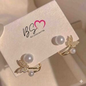 AXJ-161 Butterfly Pearl Korean Earrings – Elegant Design, Stylish Accessory for Women