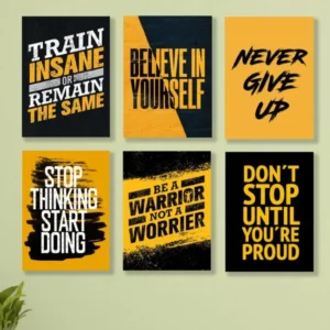 Set of 6 Motivational Wall Art Wooden Phototile Frames for Wall Decor
