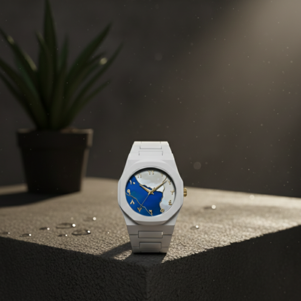 White Aura Watch Elegant Design Durable Build Comfortable Strap Clear Display Perfect For Daily Wear And Special Occasions Reliable Performance Stylish Look