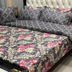 Premium 7 Piece Printed Comforter Set King Size Cotton Mix Bedding Set With Filled Comforter Bedsheet Pillow Covers And Cushion Cover