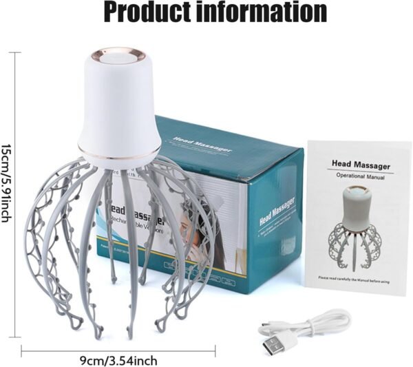 a64387d9ee1b26ea684eae1a92b35875 Electric Scalp Massager Octopus Shaped Scalp Massager with 12 Claws 500mAh 3 Mode Scalp Massage Tool with Handle Compact Head Massager for Stress/Headache Relief & More