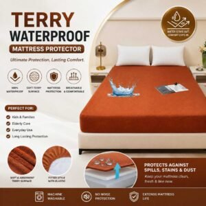 Waterproof Terry Mattress Protector – King Size (72 x 78 Inches, Fits Up To 8" Depth)