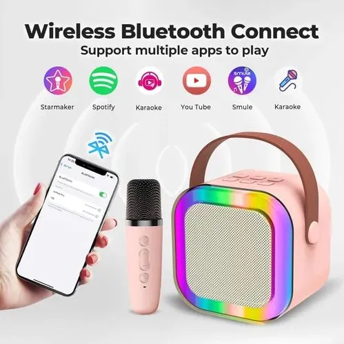 a95e63a44e7c8cbf281b44d492af37e5 K12 Portable Speaker With Mic | Karaoke Microphone With Speaker | Portable Wireless Bluetooth Speaker