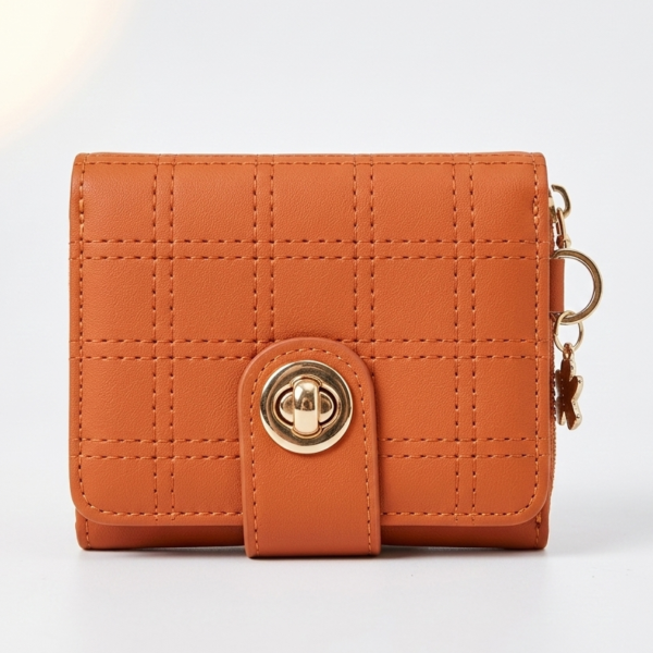 a9ba01b77469226127f716915571fe56 Stylish Compact Check Pattern PU Leather Wallet with Metal Button Closure