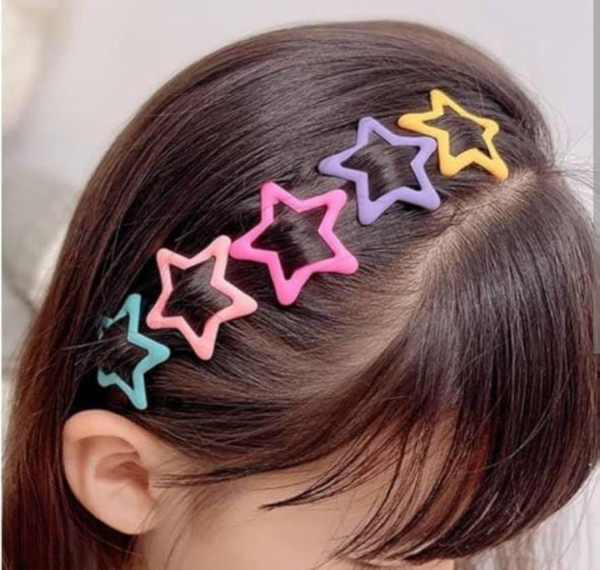aa46e98f366e575f08baf1026082866e Pack Of 4 Star Shape Hair Clips For Girls – Cute And Colorful Hair Accessories For Kids Styling And Daily Wear (Multicolor)