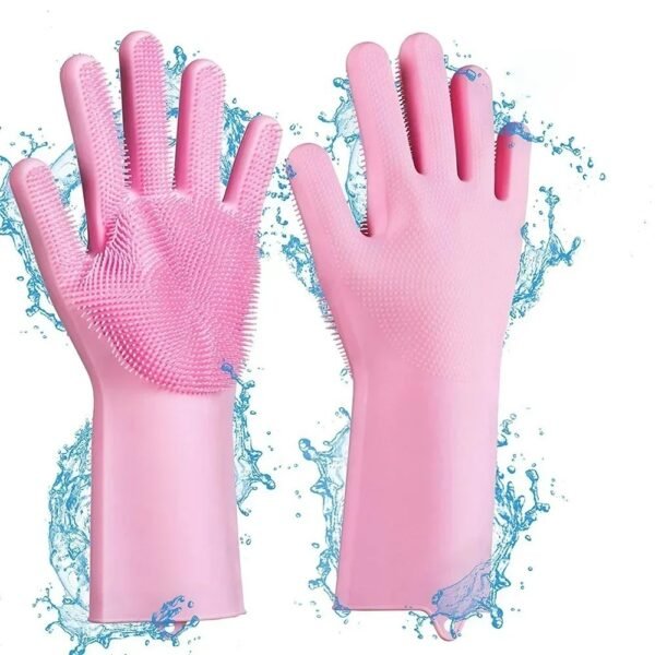aabdb46c59c9dc317dfc2cc2c532d5b1 Magic Silicone Dish Washing Gloves | Reusable Heat-Resistant Rubber Cleaning Gloves with Built-In Scrubber for Kitchen, Dishes, Car, Bathroom & Household Use (1 Pair)