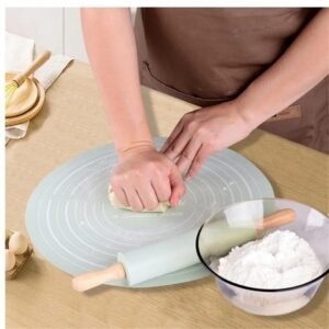 ace062f895394738e5f6fc044c7f867b Silicone Dough Mat With Rolling Pin Set | Extra Thick Non-Slip Baking Mat For Pizza & Bread | Random Color
