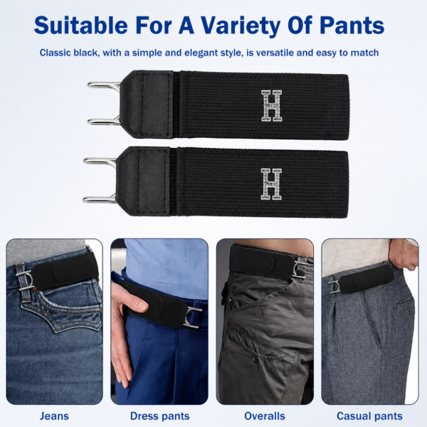 ad5d316cb5e7902706a17fa116bb47f9 Pair Of Adjustable Buckleless Elastic Waist Belt with Metal Hooks - Unisex Design