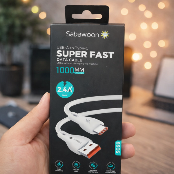 ae1282da03602d14478fd70c1b010948 Sabawoon Super Fast Data Cable 1000mm USB-A to Type-C Charging Cable