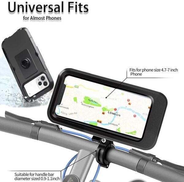ae49b53b7cba242bd9f5505c2a79ff7a Waterproof Bike Phone Mount - 360° Rotatable Motorcycle & Bicycle Mobile Holder - Adjustable Touch Screen Handlebar Phone Support for All Bikes