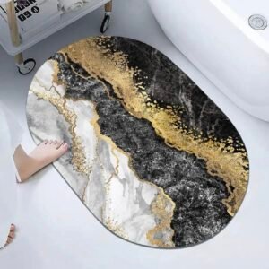 Modern Abstract Marble Design Bathroom Floor Mat (39cm x 59cm) - Random Design