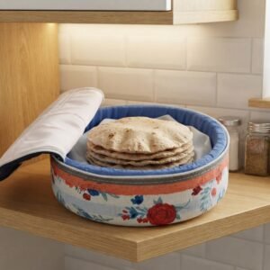 Floral Fabric Roti Box – Insulated Nan Keeper with Zipper Closure