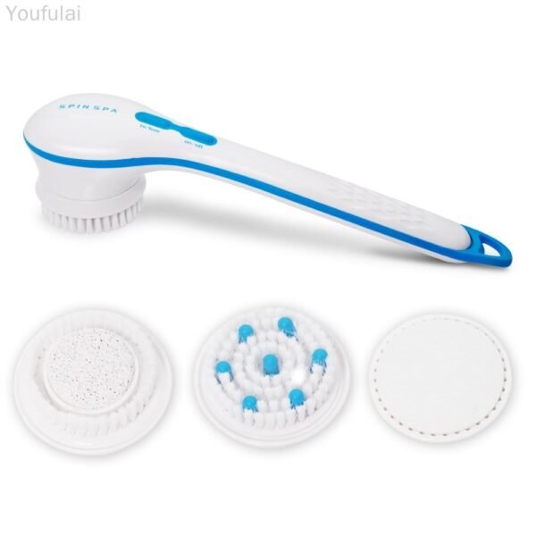 b13a7fc77cc95aa42180334a7e2fc1b4 Electric Shower Brush 5-in-1 Spin Spa – Cell Operated Full Body Cleansing & Exfoliating Brush