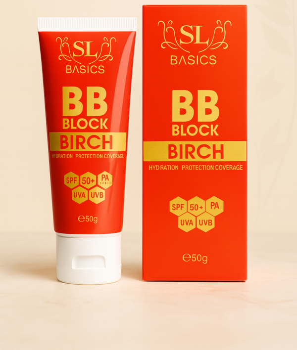 b2b7666075e6019f2f083965e463240e SL Basics BB Block SPF 50+ Tinted Sunscreen – Hydrating & Protective BB Cream with Vitamin E & Lotus Extract (50ml)