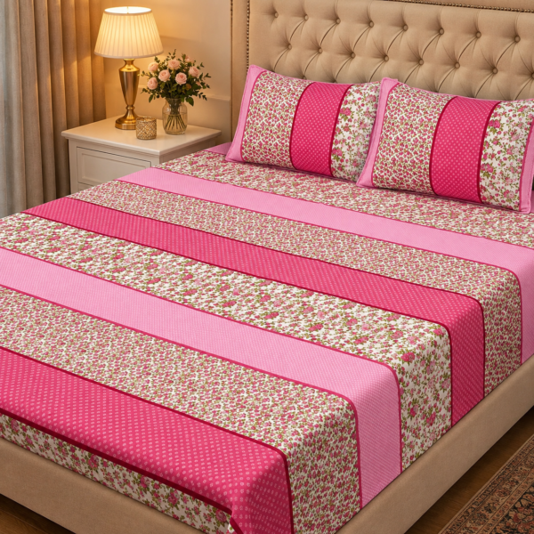 b2ead04887857857fd0015d1d51d5b88-1 3D Crystal Cotton 3 Piece Bedsheet Set - Home Textile Product Designed (AY0010027)