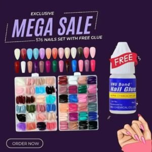 b3db1af4ecc70b611a5edf2370ac51a2 576 Pcs Multicolor Stick-On Artificial Nails Box with Free Glue
