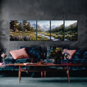 Set of 5 Premium Peaceful Wall Art Photo Tiles – Home Decor Accessory Designed For Interior Styling And Daily Living Space Routine - Size:  8x11
