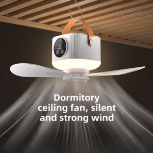 b632e6ca4608c4494bf7d2dc2ff6f506 USB Dormitory Camping Small Ceiling Fan Rechargeable With 8 Hour Timer Night Light And 4 Speed Portable Design